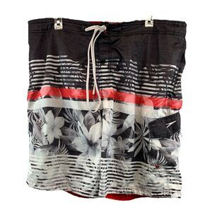 Speedo Mens Swim Trunks Shorts Sz XXL Floral Drawstring Elastic Waist Mesh